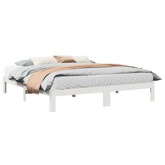 Bedframe zonder matras massief grenenhout wit 160x200 cm