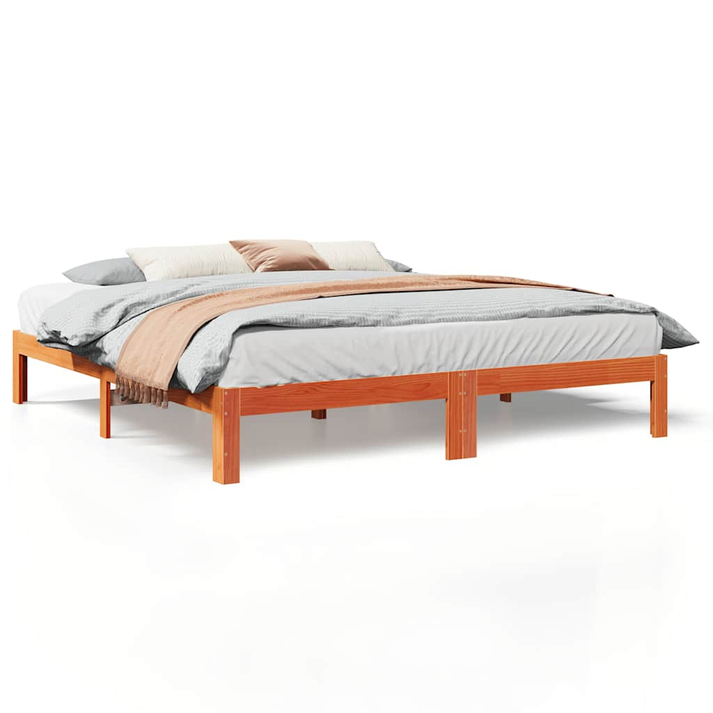 Bedframe zonder matras massief grenenhout wasbruin 160x200 cm