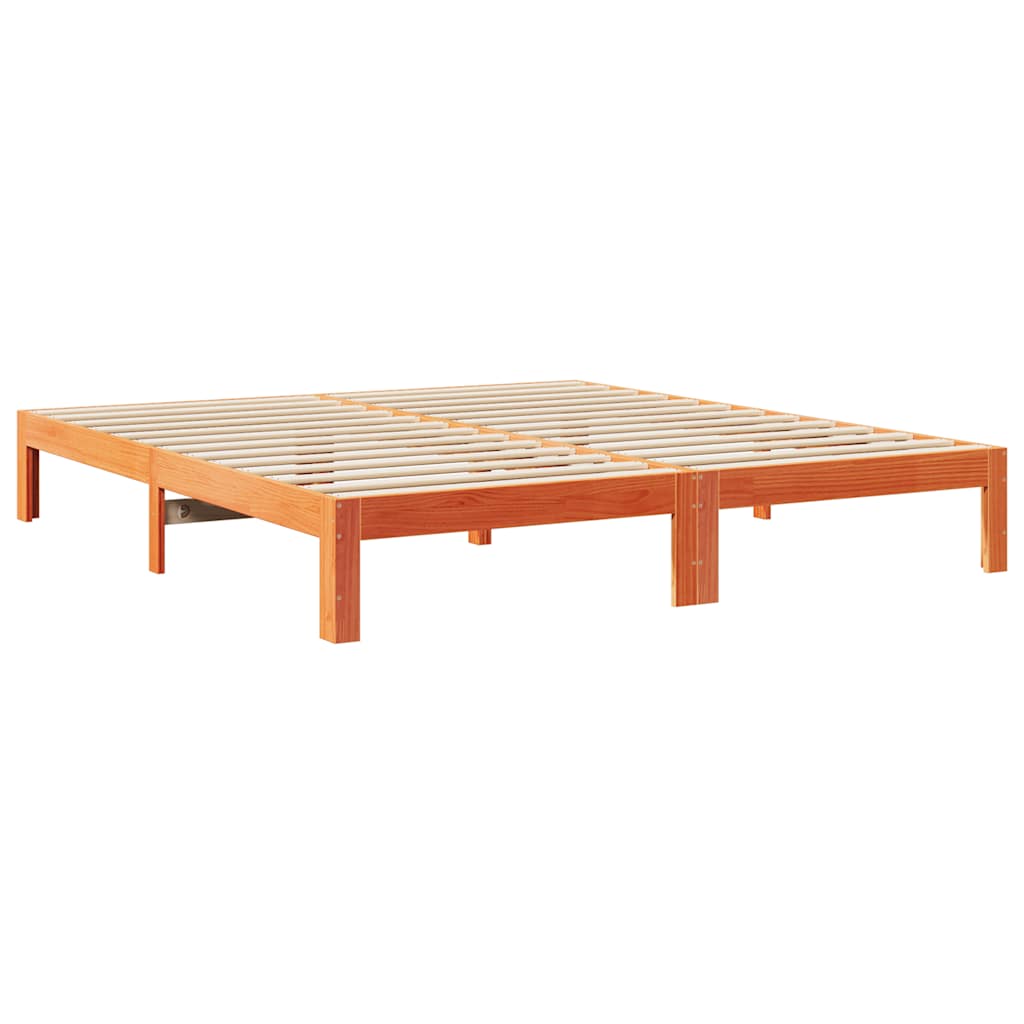 Bedframe zonder matras massief grenenhout wasbruin 160x200 cm