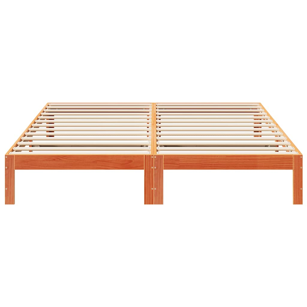 Bedframe zonder matras massief grenenhout wasbruin 160x200 cm