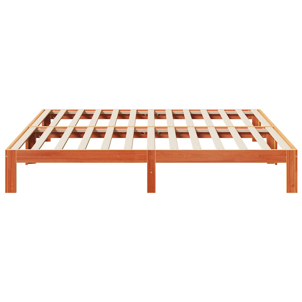 Bedframe zonder matras massief grenenhout wasbruin 160x200 cm