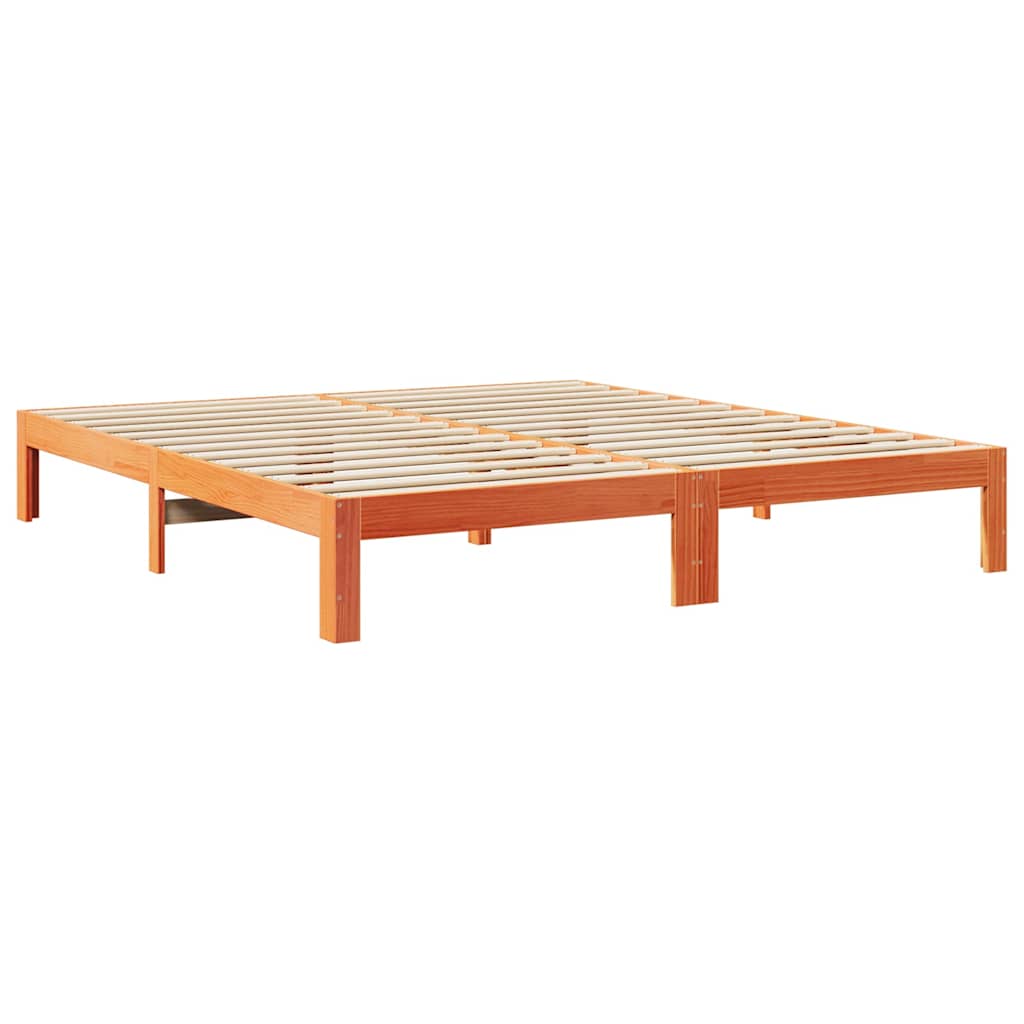 Bedframe zonder matras massief grenenhout wasbruin 160x200 cm