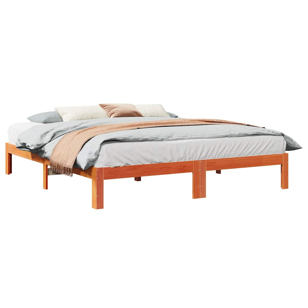 Bedframe zonder matras massief grenenhout wasbruin 160x200 cm