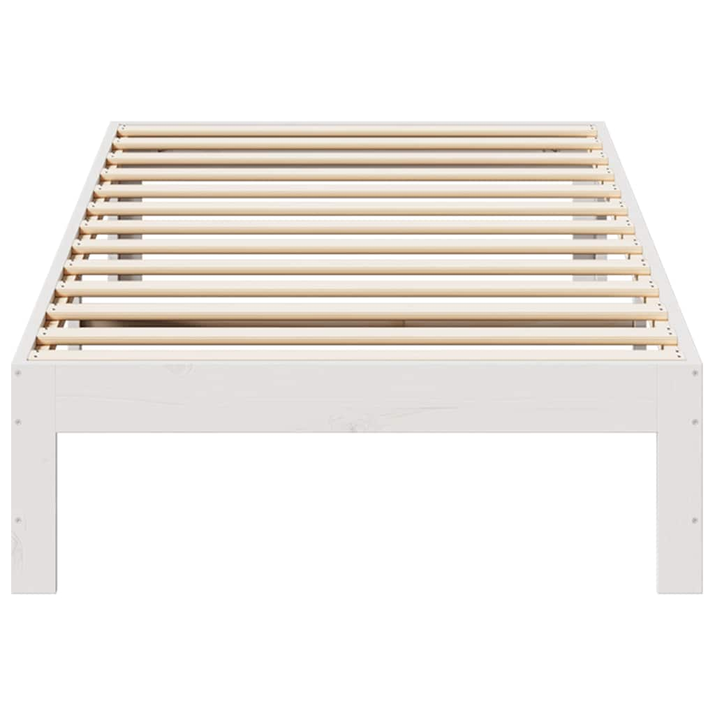 Bedframe zonder matras massief grenenhout wit 90x200 cm