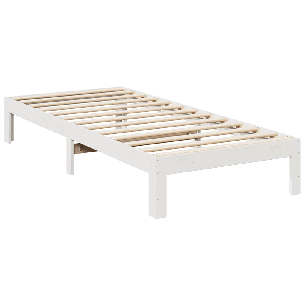 Bedframe zonder matras massief grenenhout wit 90x200 cm