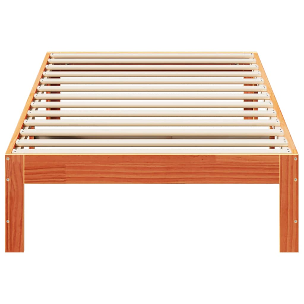 Bedframe zonder matras massief grenenhout wasbruin 90x200 cm