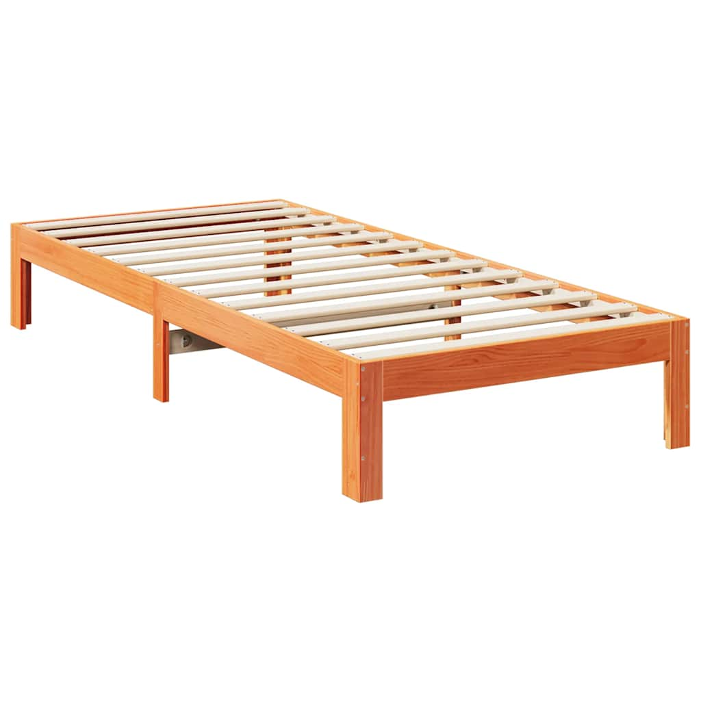 Bedframe zonder matras massief grenenhout wasbruin 90x200 cm