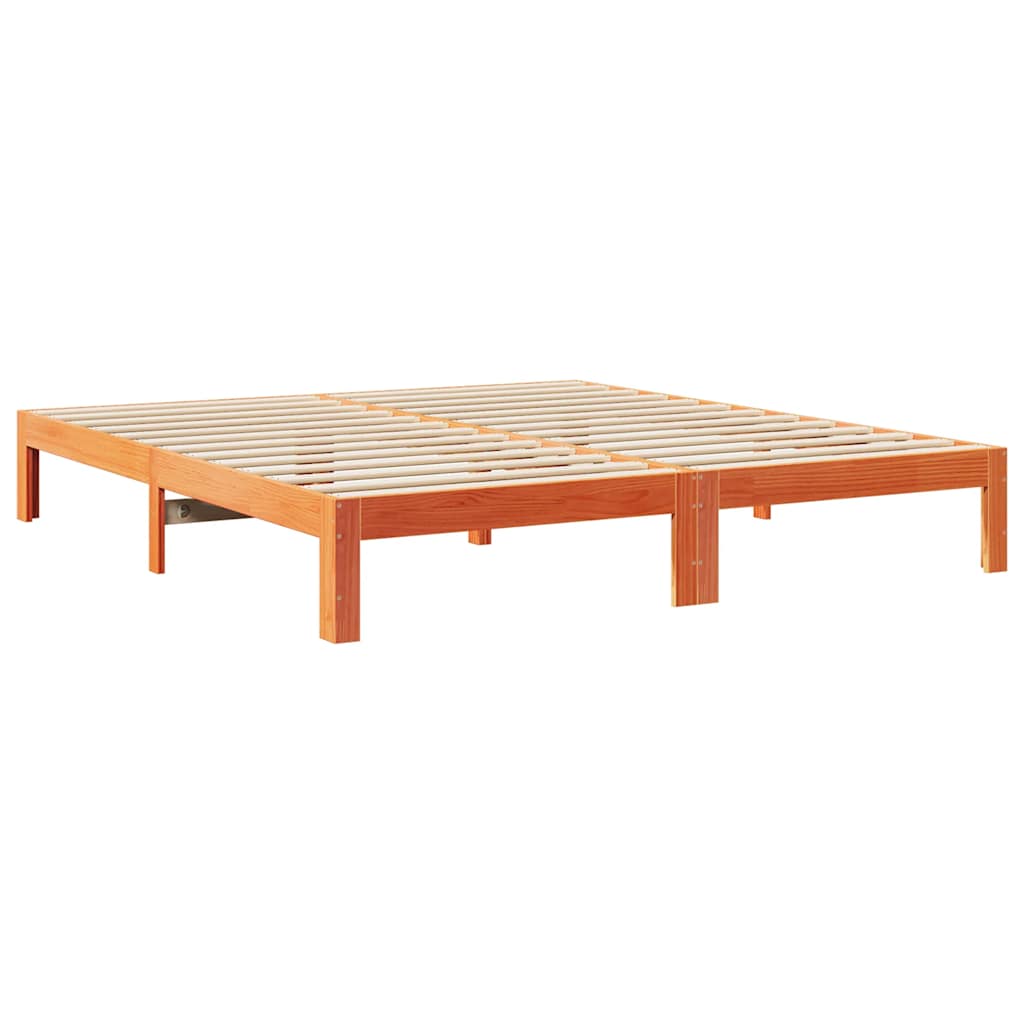 Bedframe zonder matras massief grenenhout wasbruin 180x200 cm