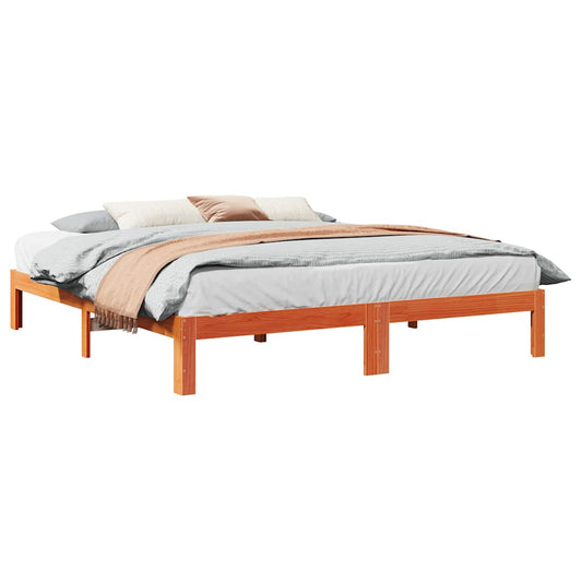 Bedframe zonder matras massief grenenhout wasbruin 180x200 cm