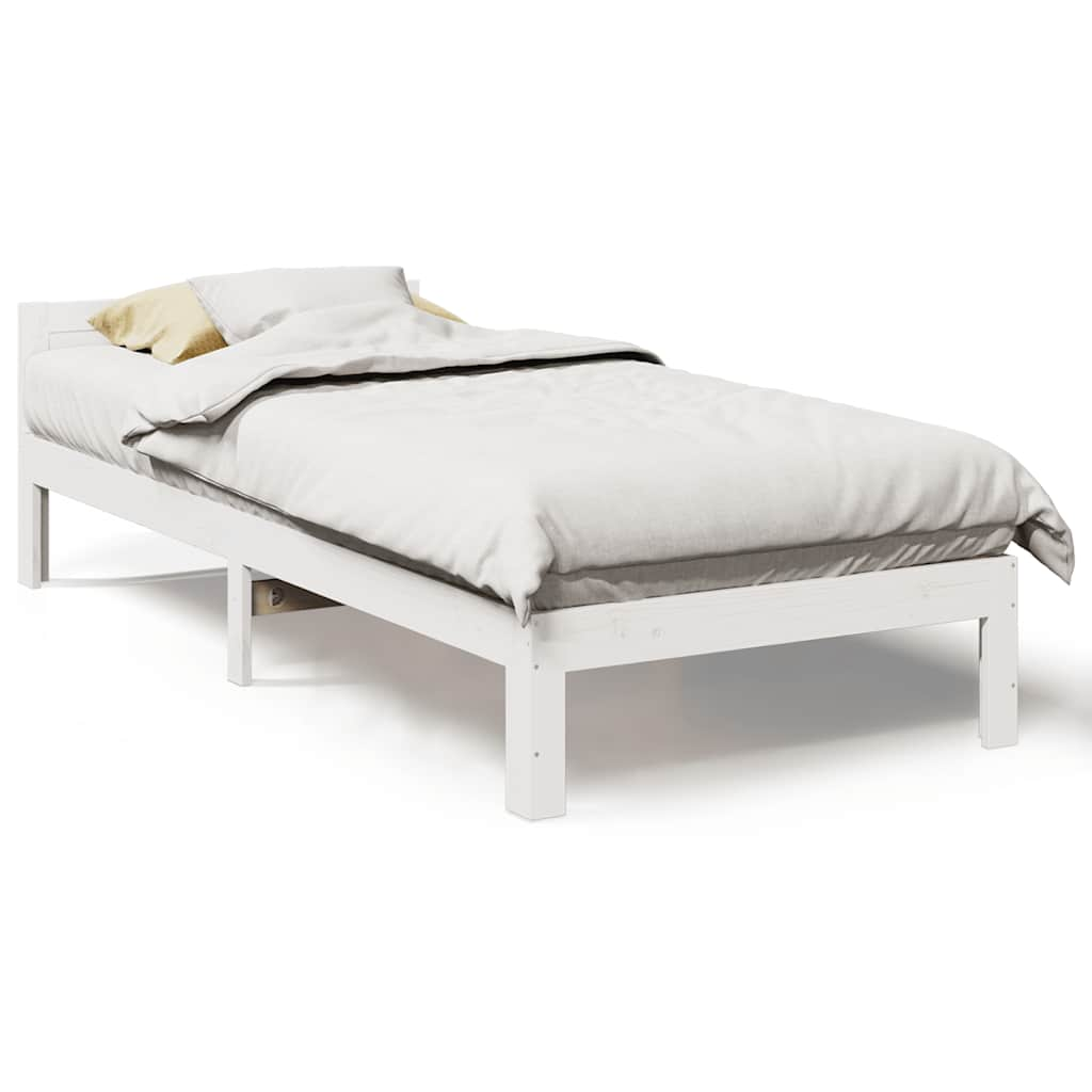 Bedframe zonder matras massief grenenhout wit 80x200 cm