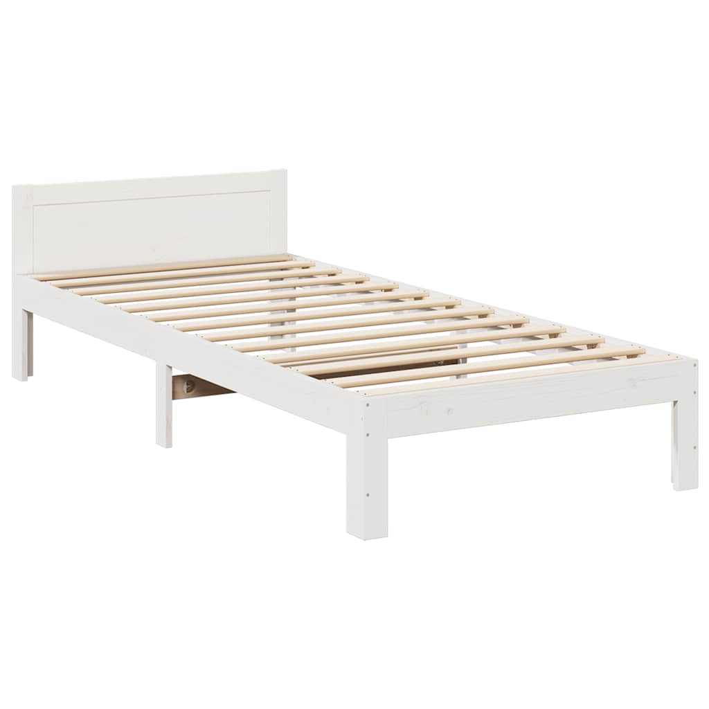 Bedframe zonder matras massief grenenhout wit 80x200 cm