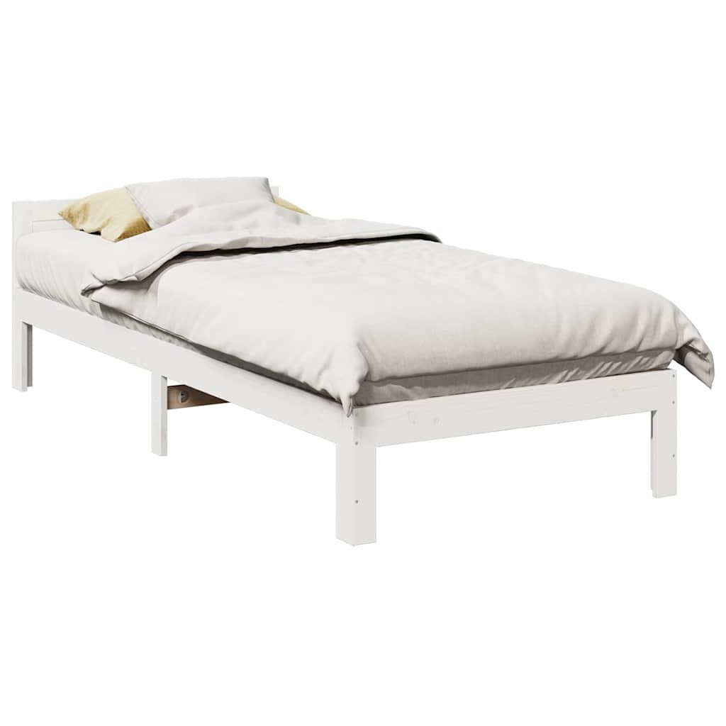 Bedframe zonder matras massief grenenhout wit 80x200 cm