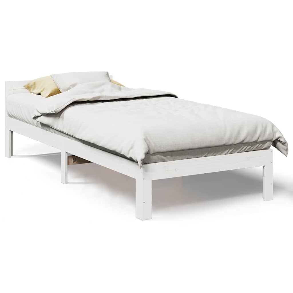 Bedframe zonder matras massief grenenhout wit 90x200 cm