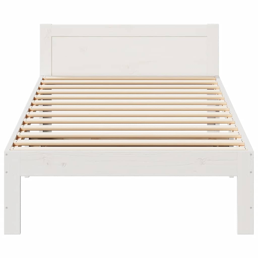 Bedframe zonder matras massief grenenhout wit 90x200 cm