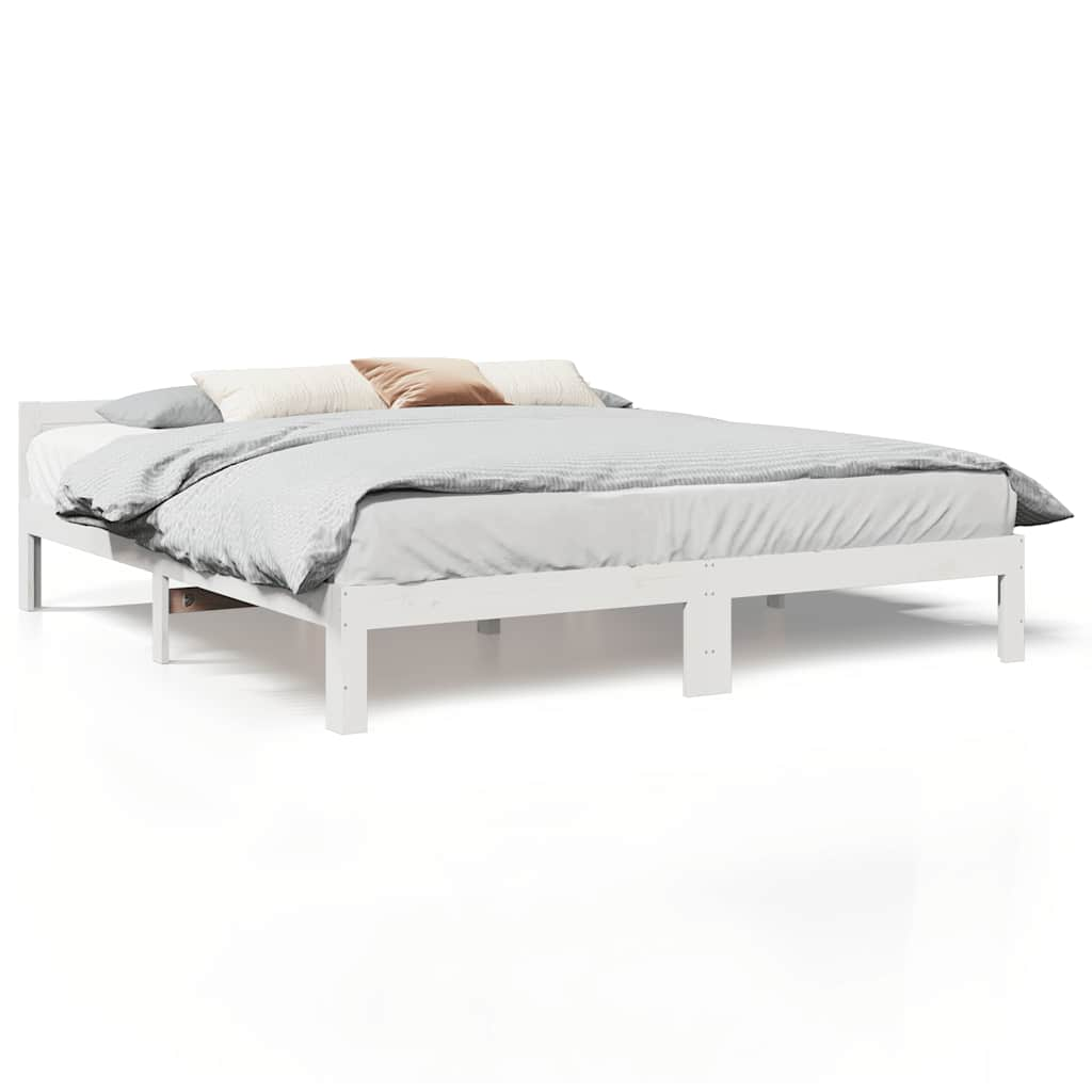 Bedframe zonder matras massief grenenhout wit 180x200 cm