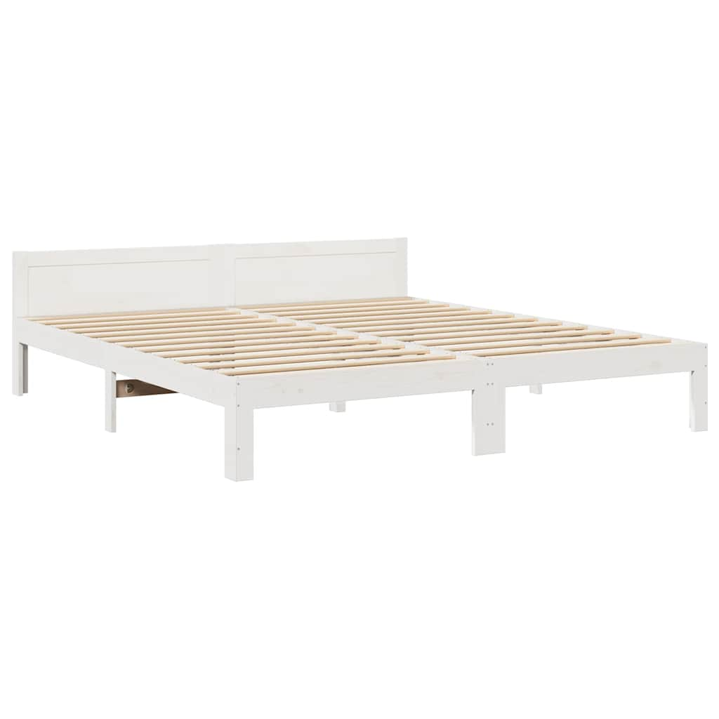 Bedframe zonder matras massief grenenhout wit 180x200 cm