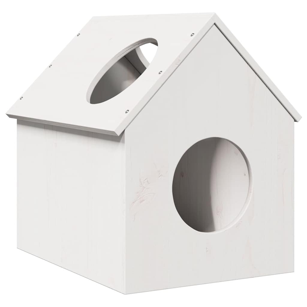 Kattenhuis 41x50x50 cm massief grenenhout wit