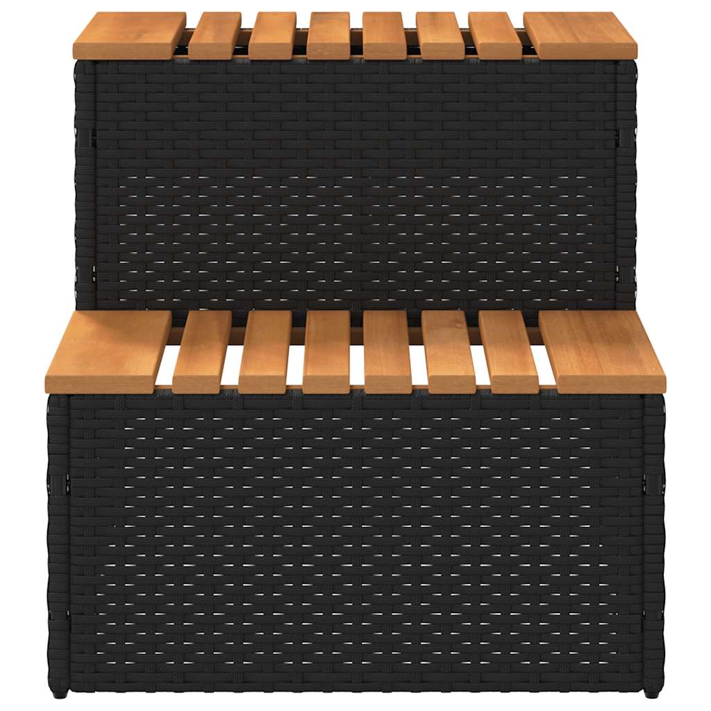 Hottub-opstap 50x50x50,5cm poly rattan&massief acaciahout zwart