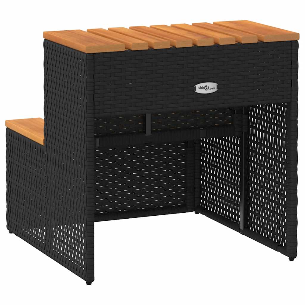 Hottub-opstap 50x50x50,5cm poly rattan&massief acaciahout zwart