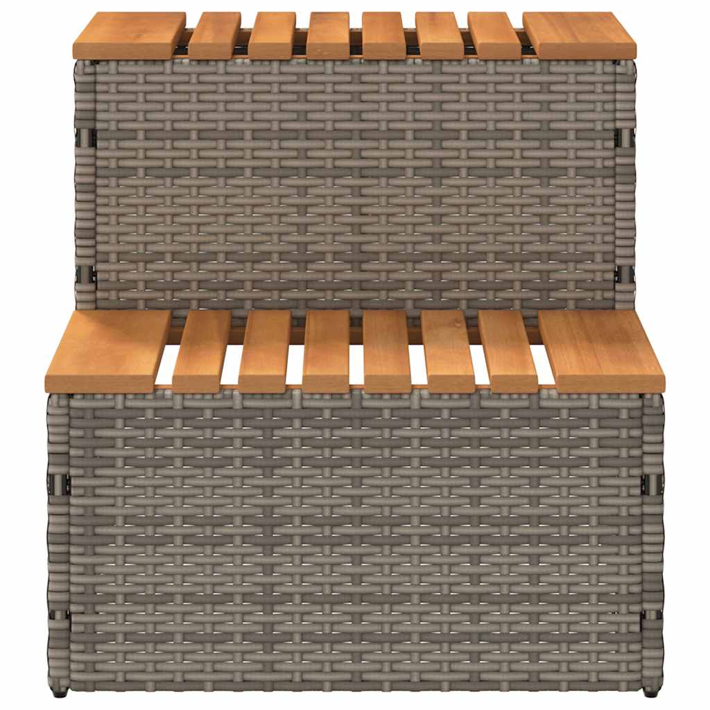 Hottub-opstap 50x50x50,5cm poly rattan&massief acaciahout grijs