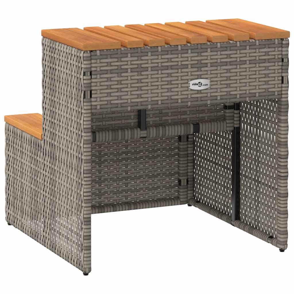 Hottub-opstap 50x50x50,5cm poly rattan&massief acaciahout grijs