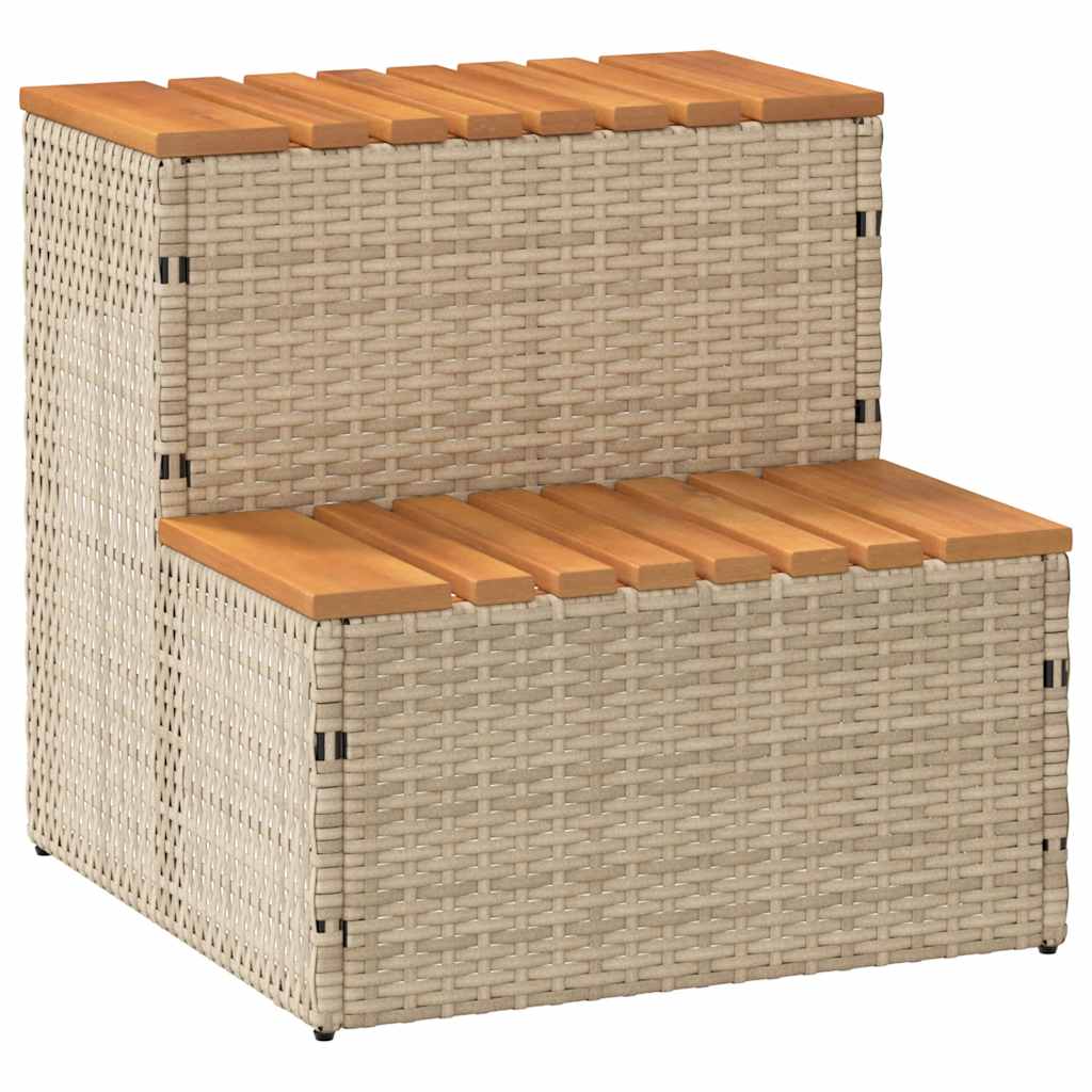 Hottub-opstap 50x50x50,5cm poly rattan&massief acaciahout beige