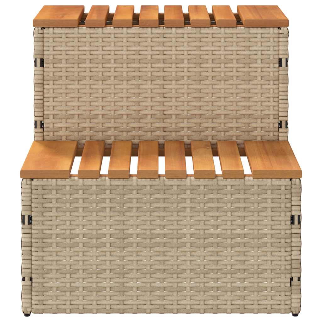 Hottub-opstap 50x50x50,5cm poly rattan&massief acaciahout beige