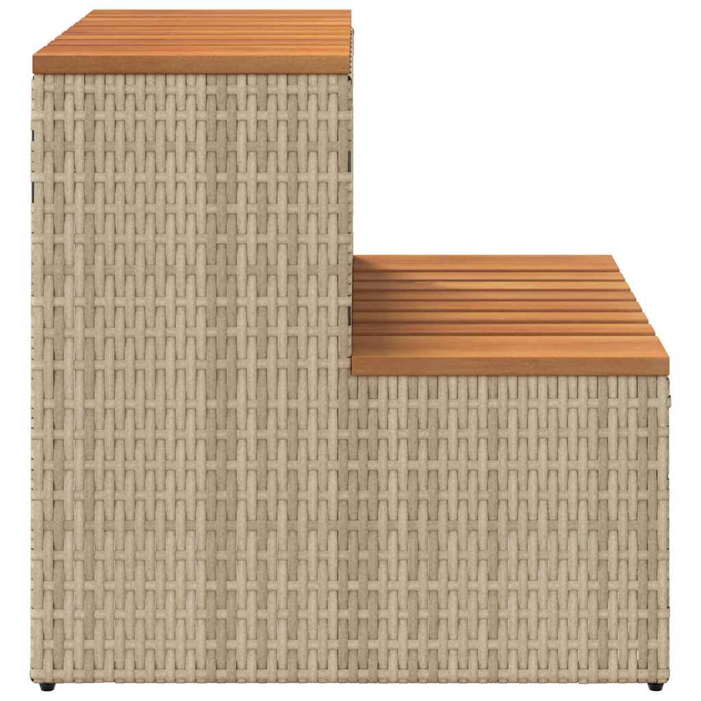 Hottub-opstap 50x50x50,5cm poly rattan&massief acaciahout beige