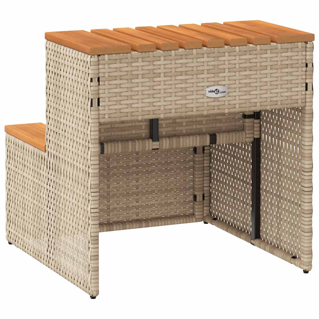 Hottub-opstap 50x50x50,5cm poly rattan&massief acaciahout beige