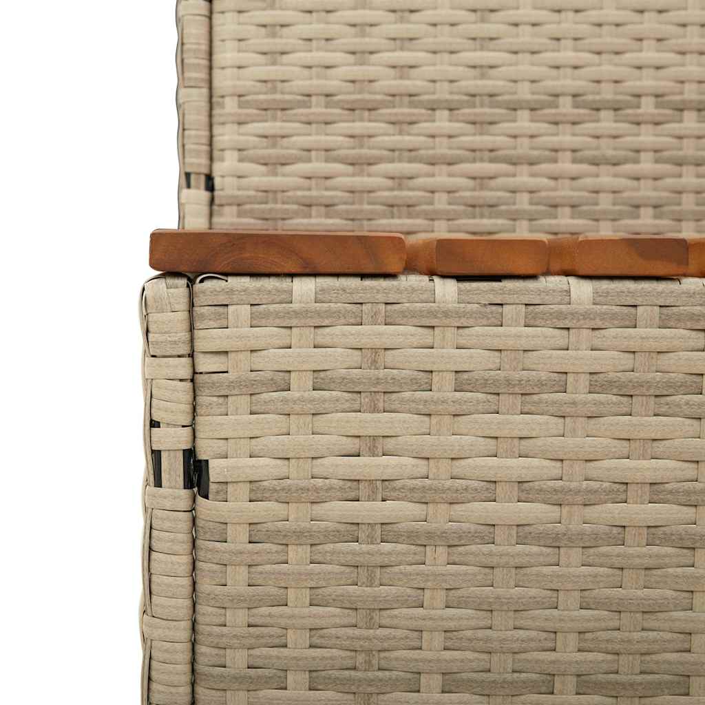 Hottub-opstap 50x50x50,5cm poly rattan&massief acaciahout beige