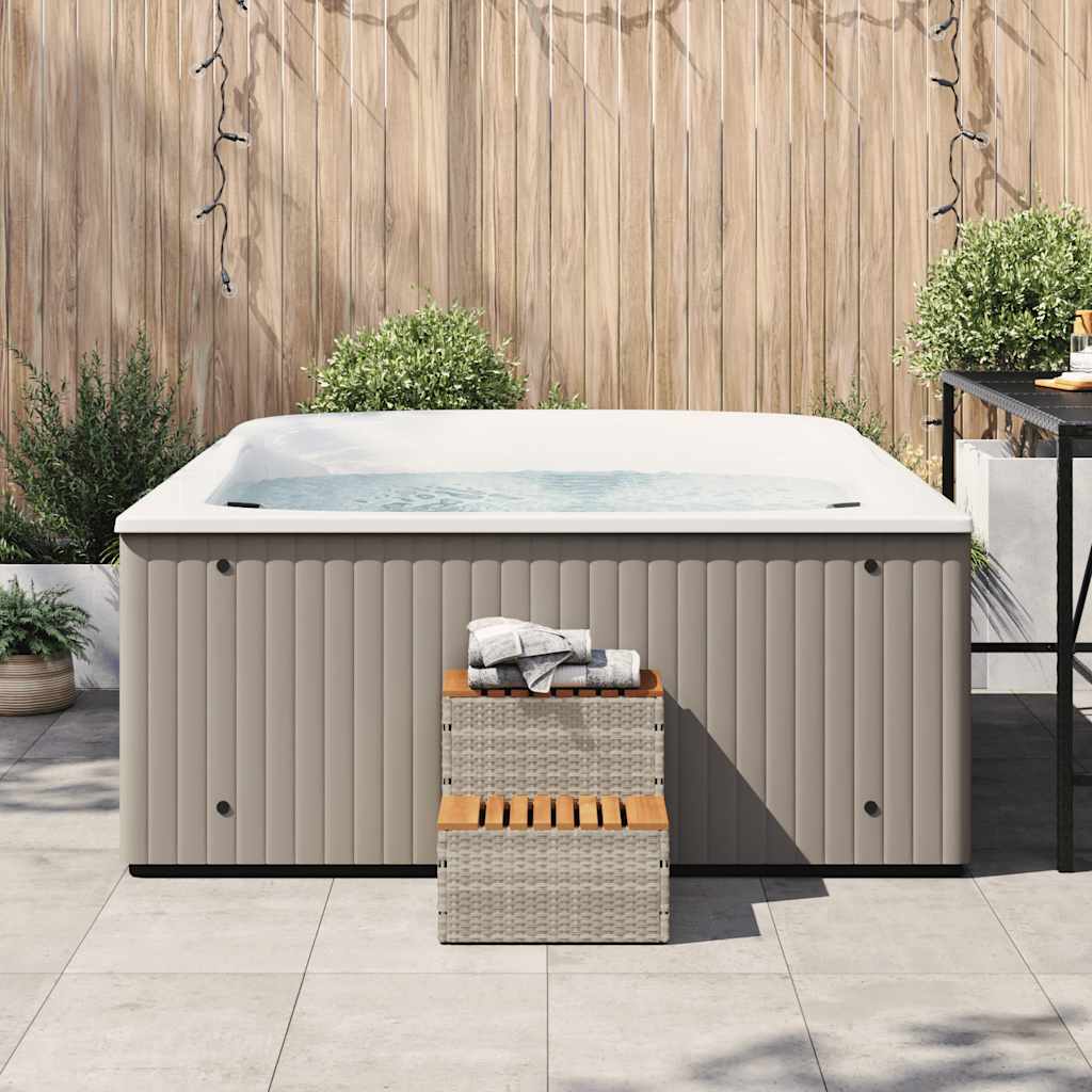 Hottub-opstap 50x50x50,5 cm poly rattan&massief acaciahout