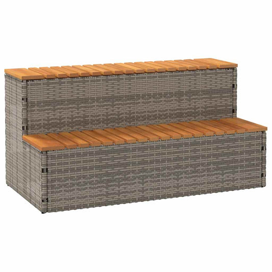 Hottub-opstap 100x50x50,5 cm poly rattan&massief acaciahout