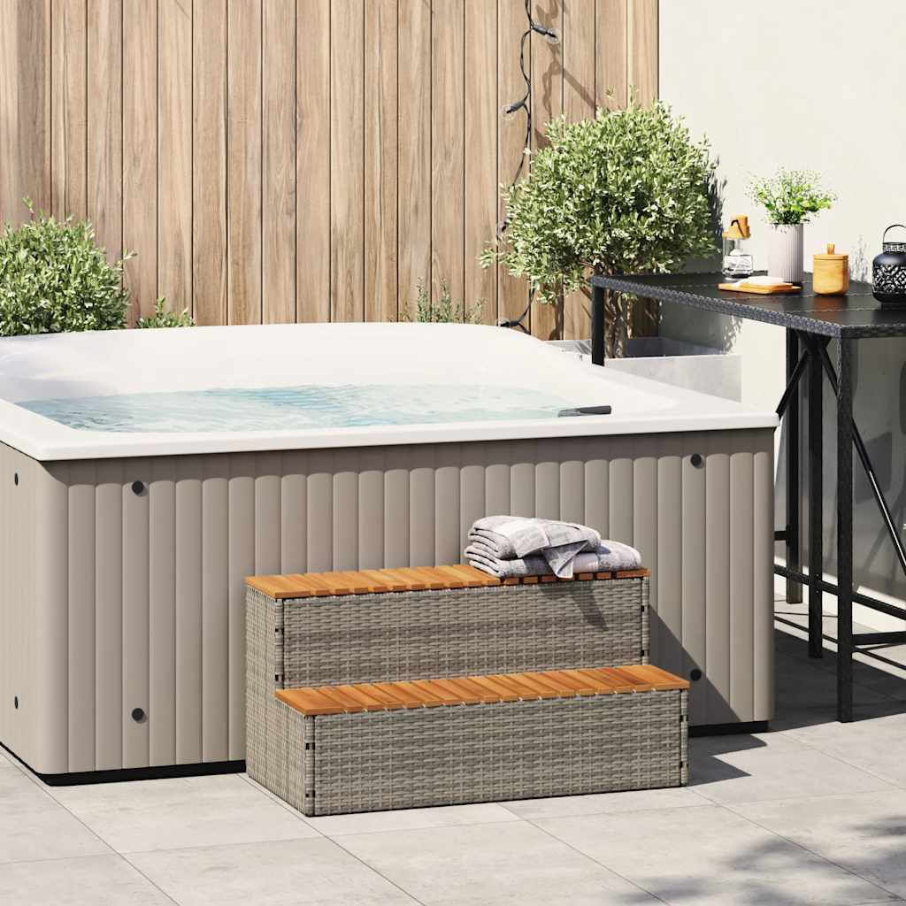 Hottub-opstap 100x50x50,5 cm poly rattan&massief acaciahout