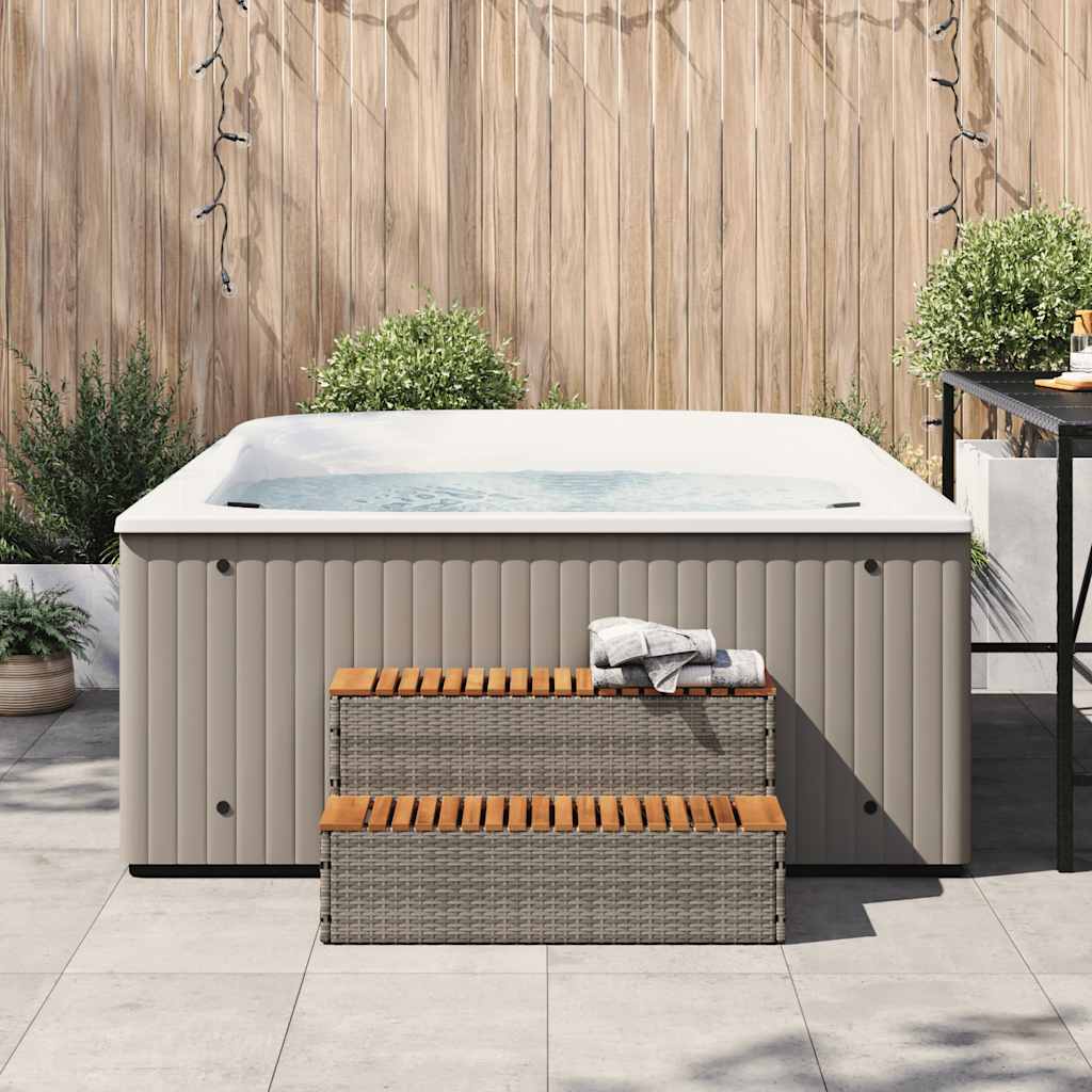 Hottub-opstap 100x50x50,5 cm poly rattan&massief acaciahout