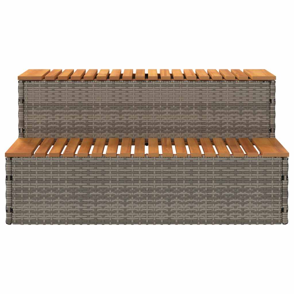 Hottub-opstap 100x50x50,5 cm poly rattan&massief acaciahout