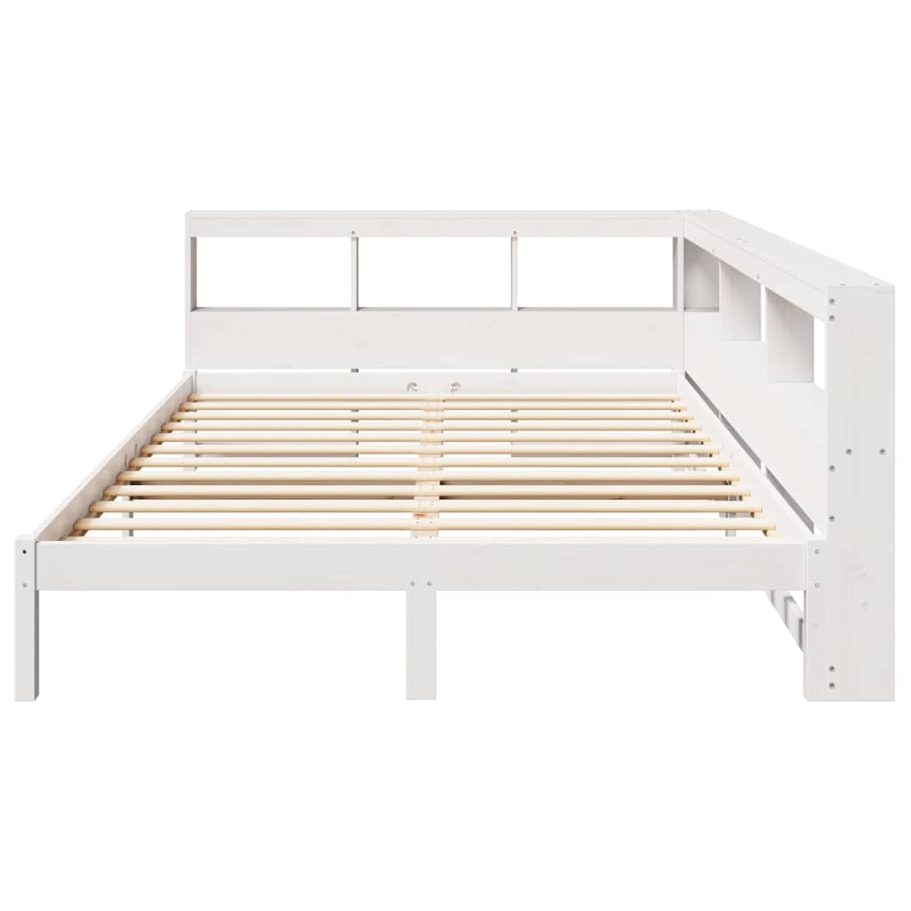 Bed met boekenkast zonder matras grenenhout wit 140x200 cm