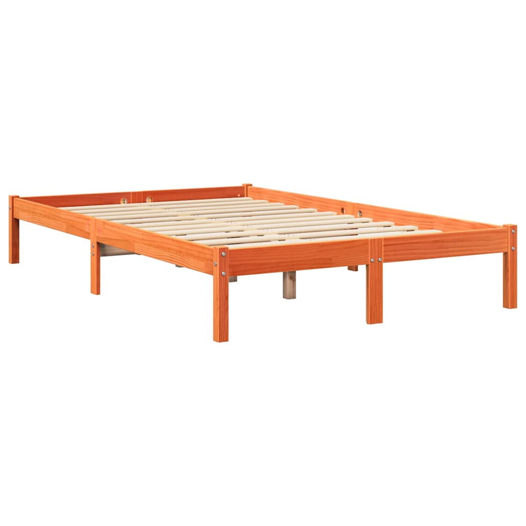 Bed met boekenkast zonder matras grenenhout wasbruin 120x200 cm