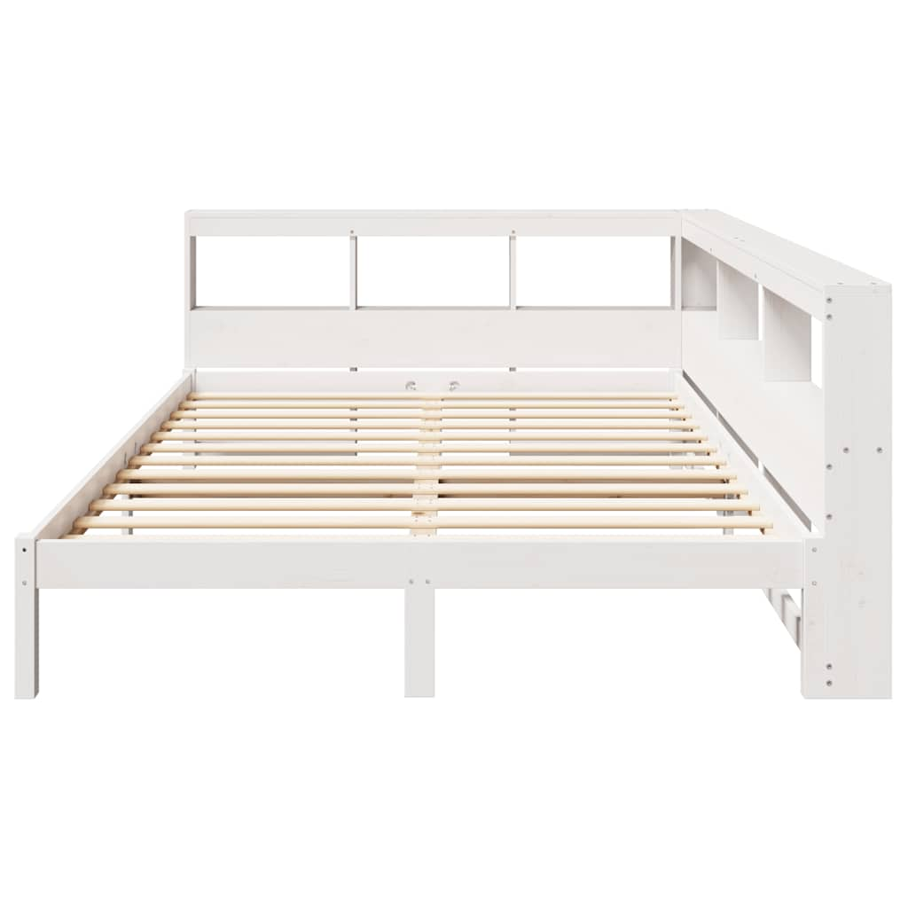 Bed met boekenkast zonder matras grenenhout wit 140x190 cm