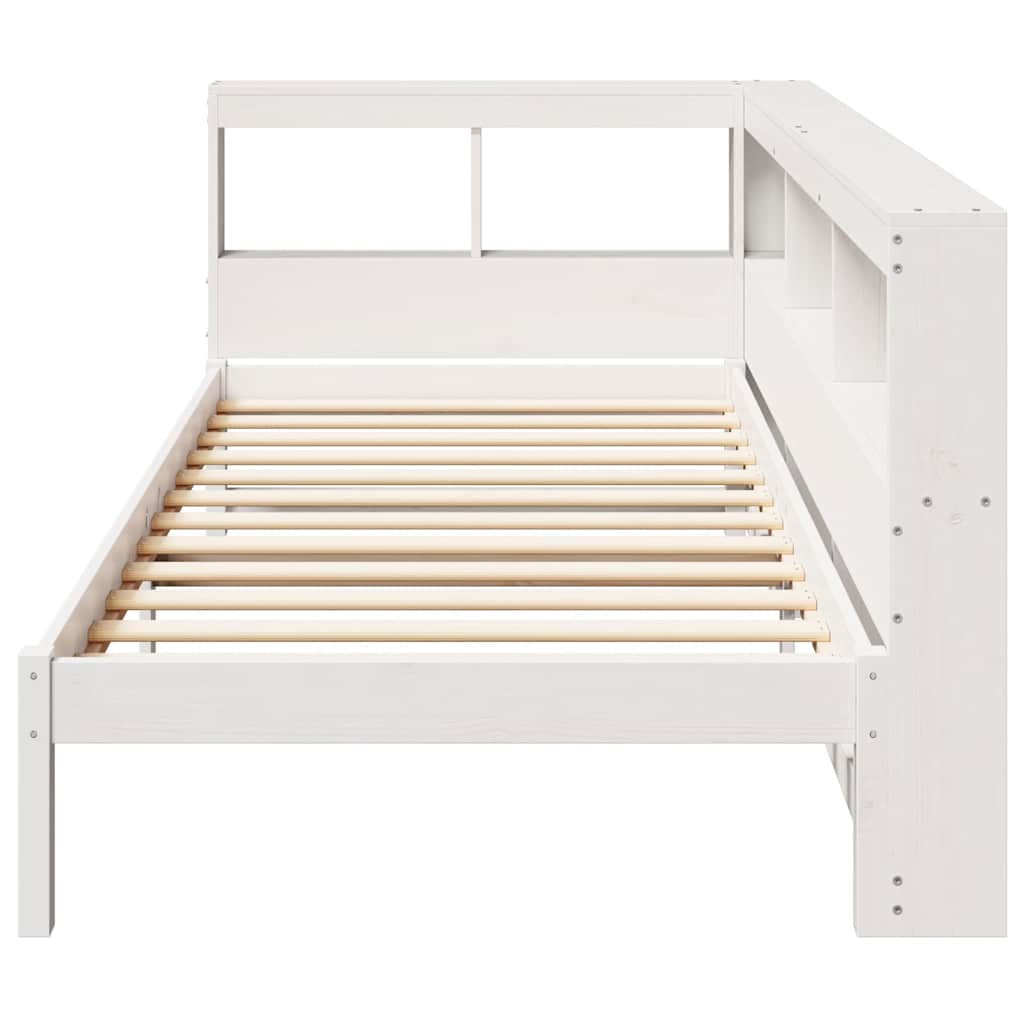 Bed met boekenkast zonder matras grenenhout wit 75x190 cm