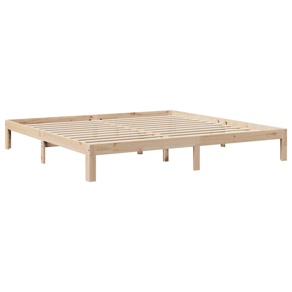 Bed met boekenkast zonder matras massief grenenhout 200x200 cm