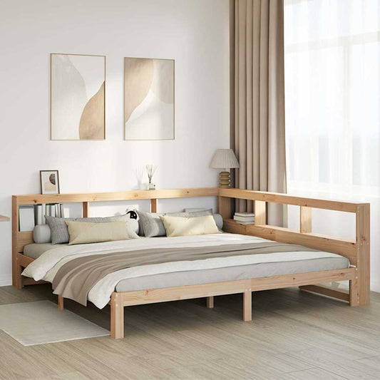 Bed met boekenkast zonder matras massief grenenhout 180x200 cm