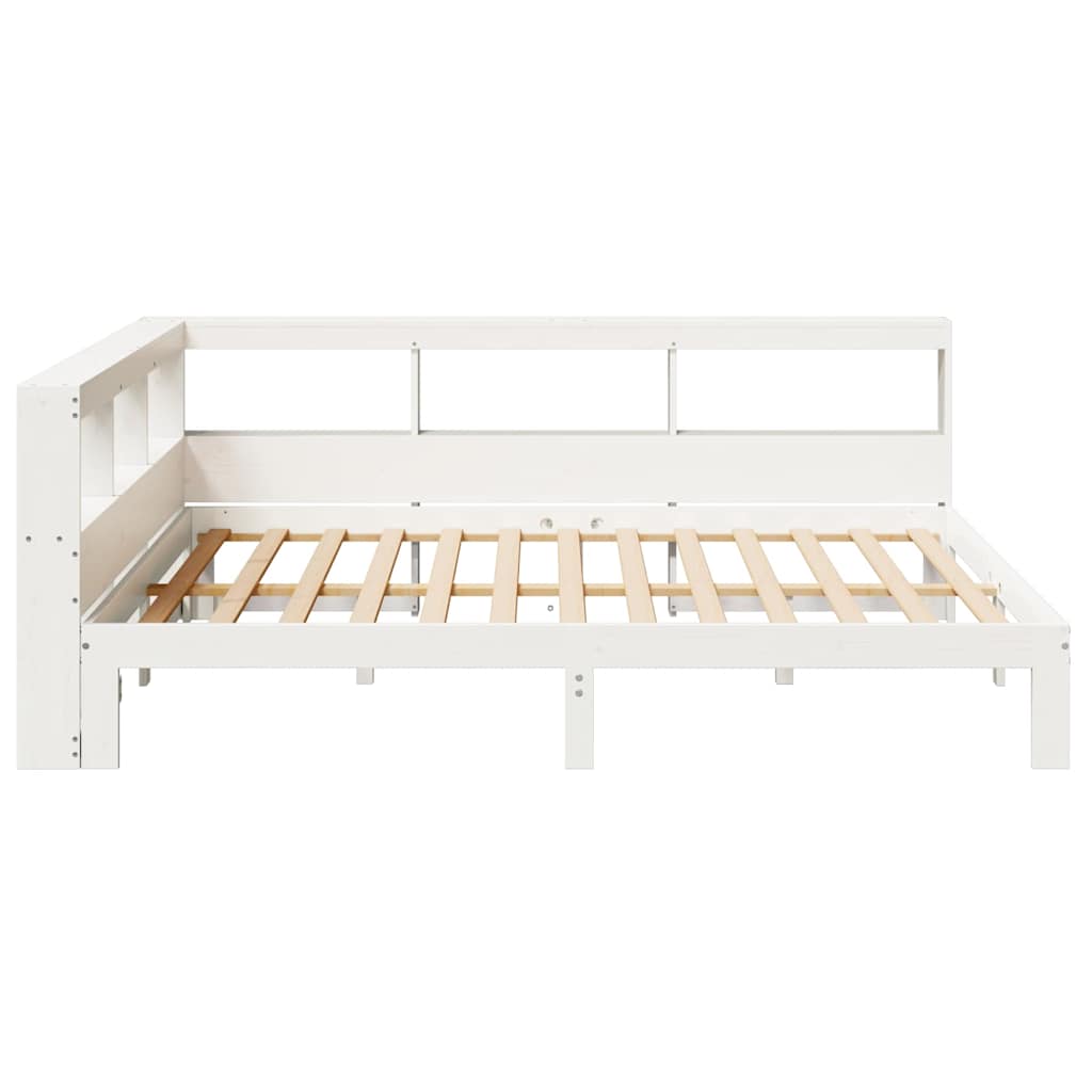 Bed met boekenkast zonder matras grenenhout wit 140x190 cm