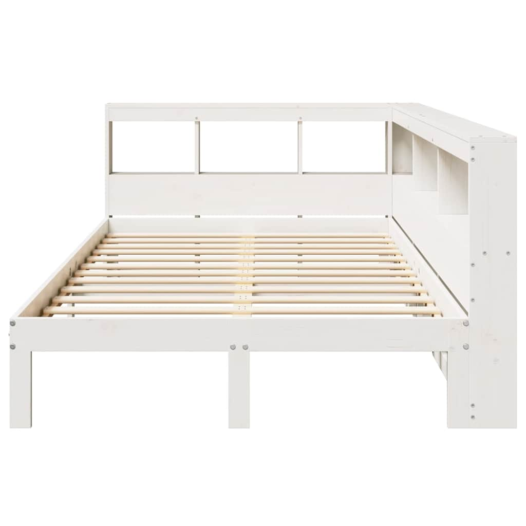 Bed met boekenkast zonder matras grenenhout wit 135x190 cm