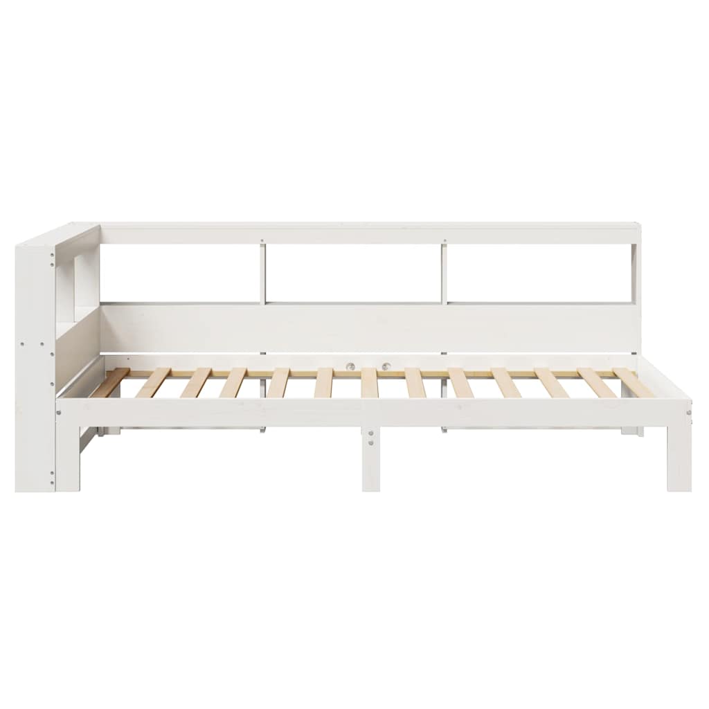 Bed met boekenkast zonder matras grenenhout wit 90x190 cm