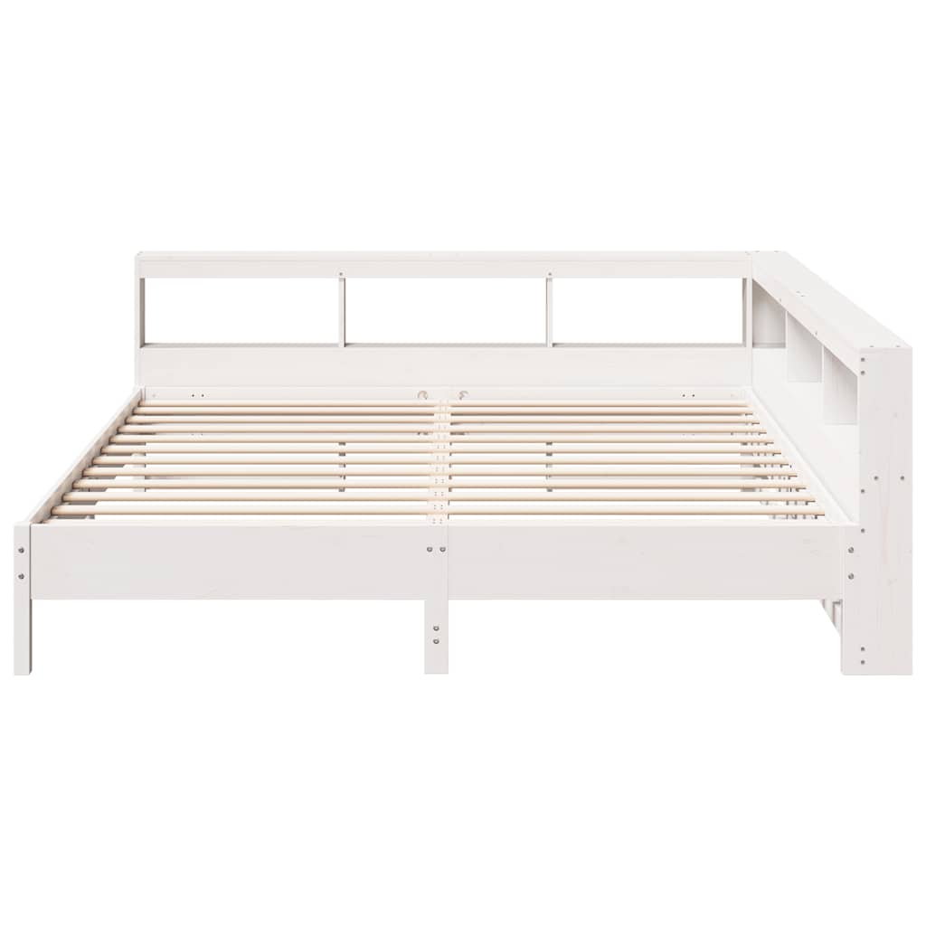 Bed met boekenkast zonder matras grenenhout wit 180x200 cm