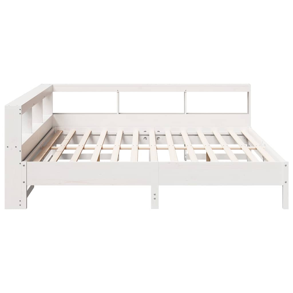 Bed met boekenkast zonder matras grenenhout wit 180x200 cm