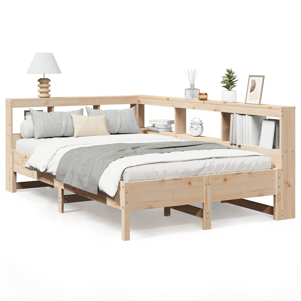 Bed met boekenkast zonder matras massief grenenhout 160x200 cm