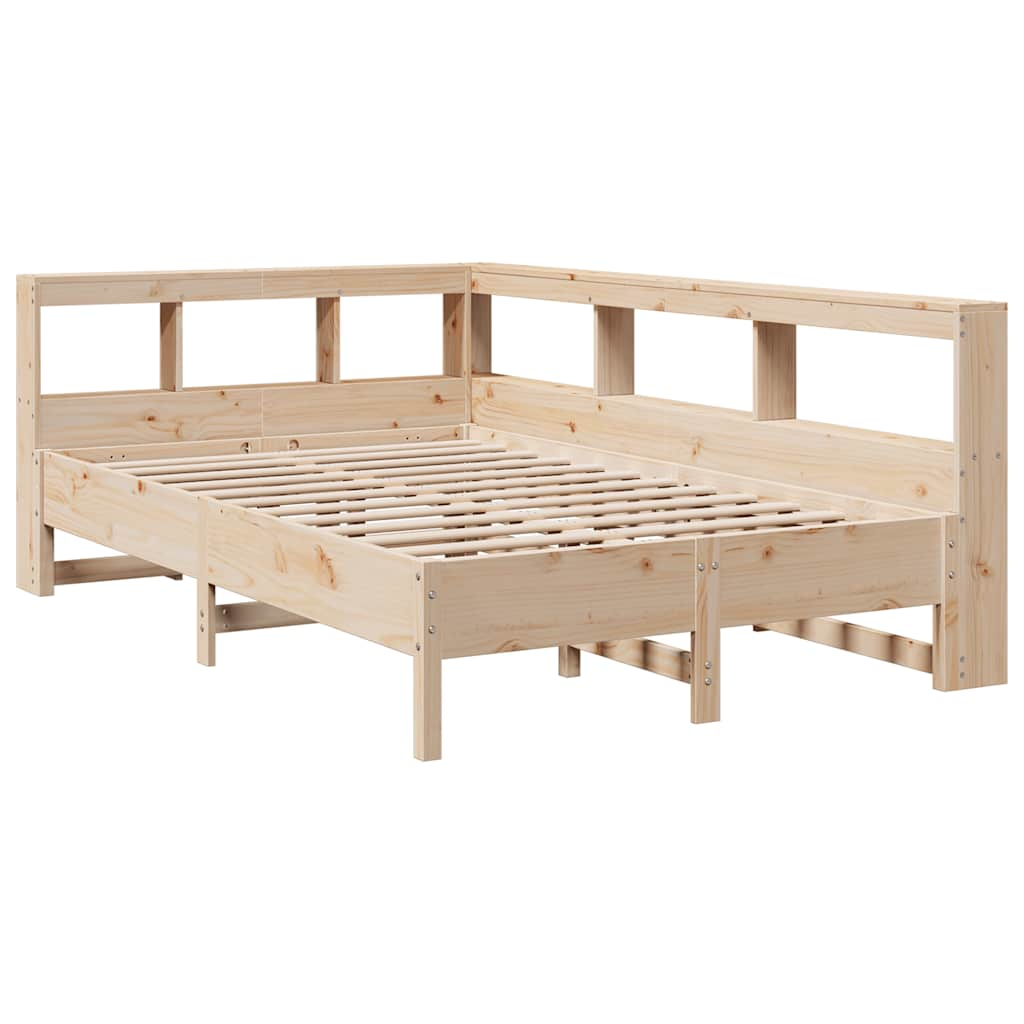 Bed met boekenkast zonder matras massief grenenhout 160x200 cm