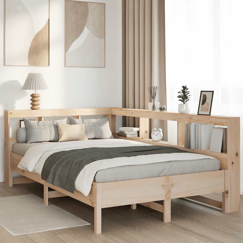 Bed met boekenkast zonder matras massief grenenhout 160x200 cm