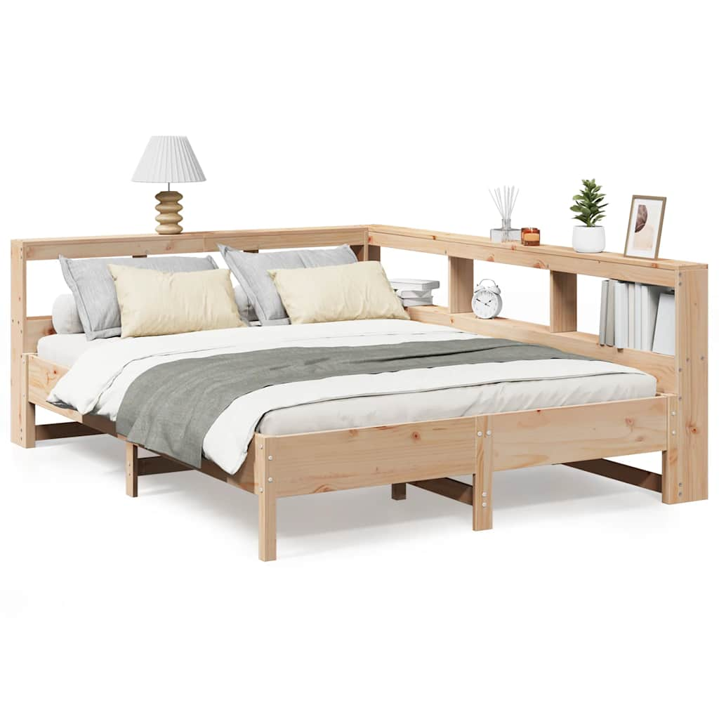 Bed met boekenkast zonder matras massief grenenhout 150x200 cm